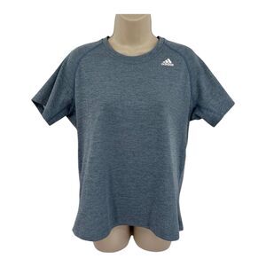 Adidas Aeroready Workout top Large Blue Short Sleeve Crew Neck Women's